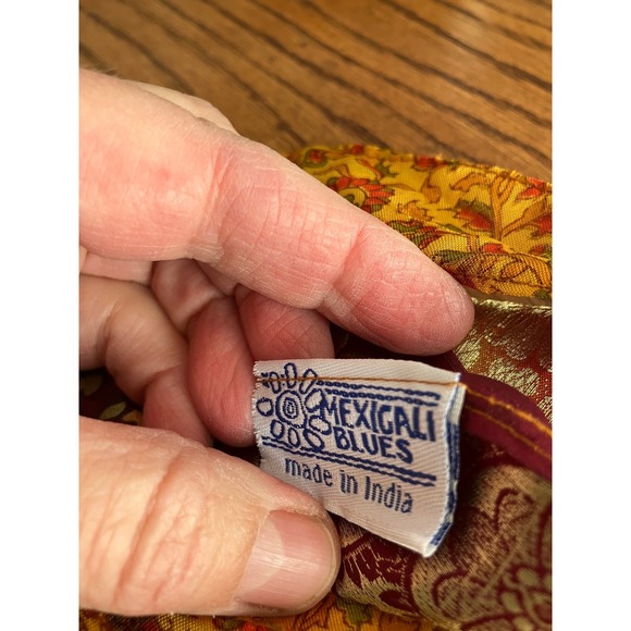 Mexicali Blues Silk Wrap Skirt Size XL Floral Print Bohemian Layered Maxi India - Picture 7 of 10